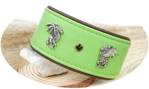 Windhundhalsband mit Drachen Zierniete